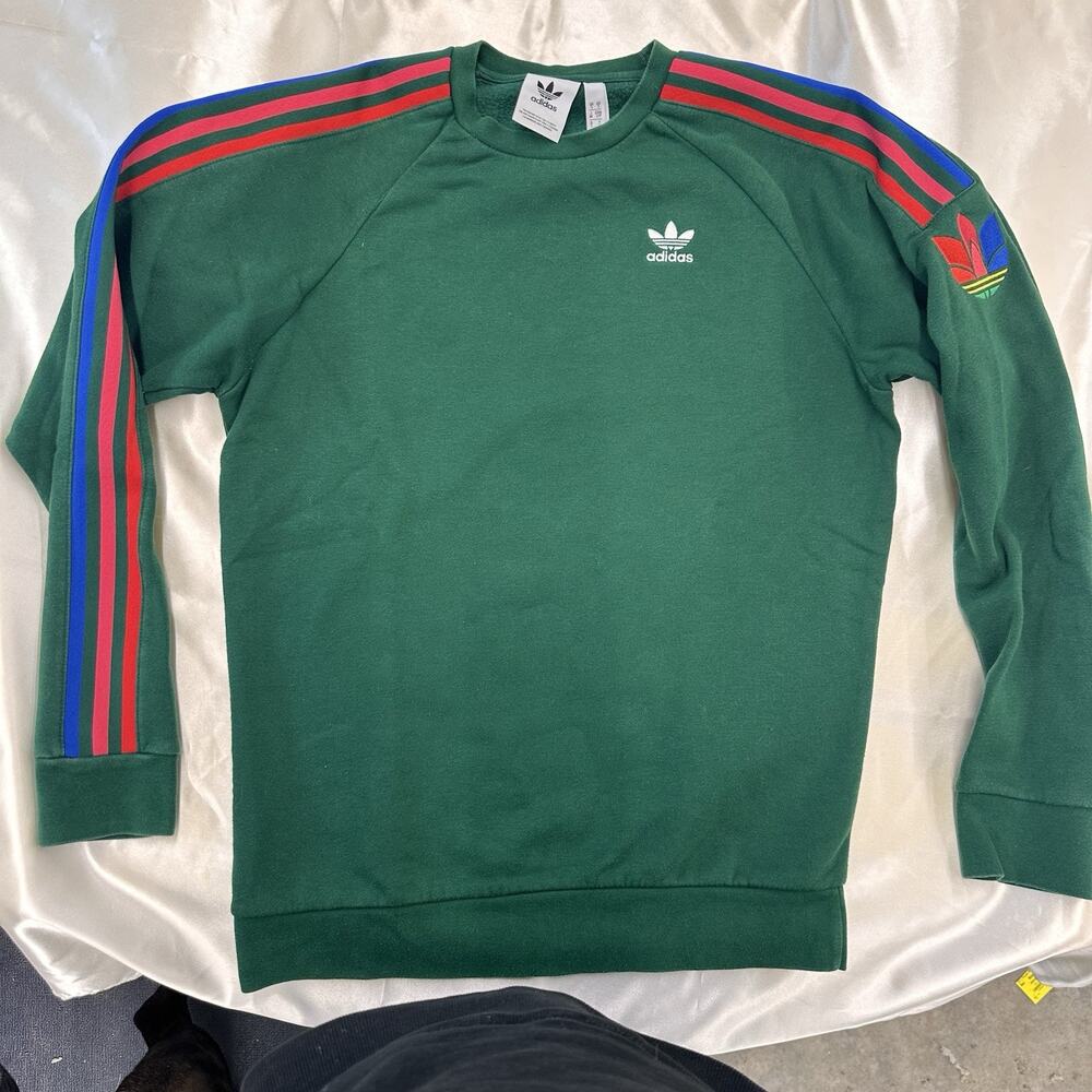 Adidas Originals Adicolor 3D Trefoil 3-Stripes Crewneck Sweatshirt dark green Sm